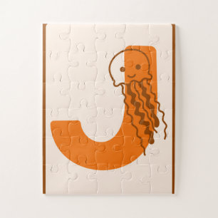 Spielerischer Buchstabe "J" Quallen-Alphabet-Kunst