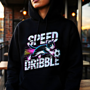 Spielerischer Fußball-Katzen-Frauenhoodie - Spielt Hoodie