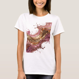 Spielerischer Goldener ABSTRACT ART Mode Druck T-Shirt