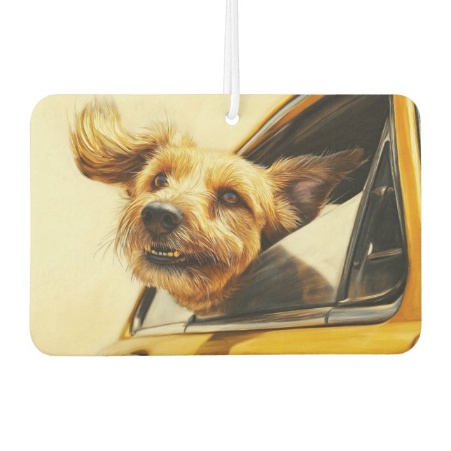 Spielerischer Hund Spaß an der Autofahrt Kunst dru Autolufterfrischer (Vorderseite)