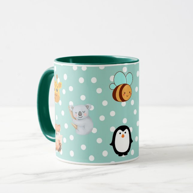 Spielerischer Kawaii Bär und Monster Design Tasse (Vorderseite Links)