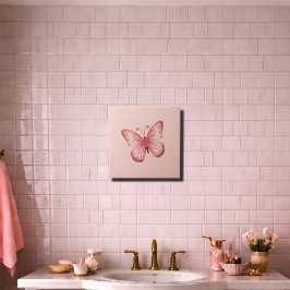 Spielerischer Rosa Schmetterling Fliese