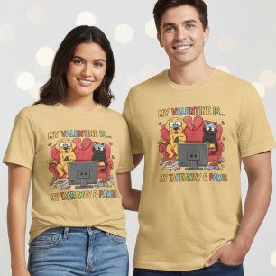 Spielerischer Takeaway-Pfoten-Hund-Katze-Valentins Tri-Blend Shirt