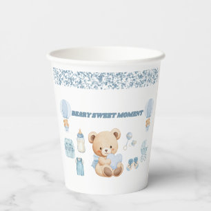 SPIELERISCHER WEISS BLAUER KONFETTI-BÄR-JUNGE-BABY PAPPBECHER