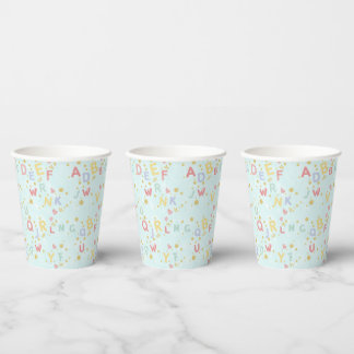 Spielerisches Alphabet Wasserfarbe Herzen & golden Pappbecher