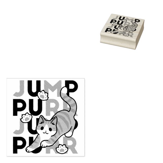 Spielerisches Cat Jump Design - Jump Purr Pun Artw Gummistempel (Stempel)
