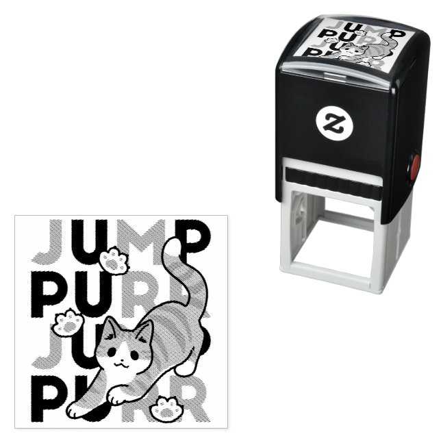 Spielerisches Cat Jump Design - Jump Purr Pun Artw Permastempel (Beispiel)