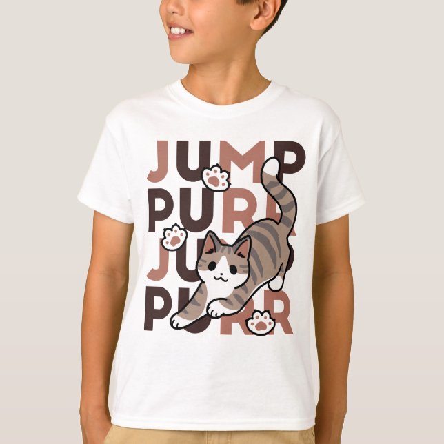 Spielerisches Cat Jump Design - Jump Purr Pun Artw T-Shirt (Vorderseite)