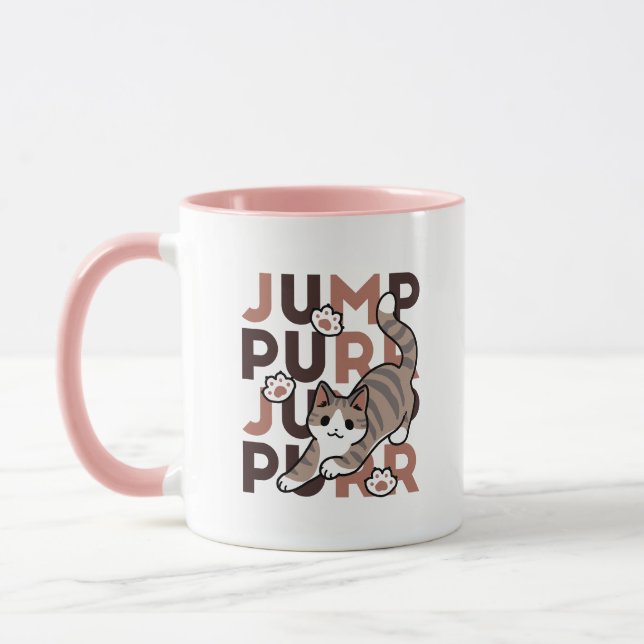 Spielerisches Cat Jump Design - Jump Purr Pun Artw Tasse (Links)
