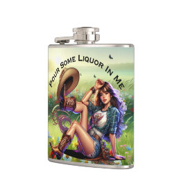 Spielerisches Cowgirl Liquor Vinyl Wrapped Flask Flachmann