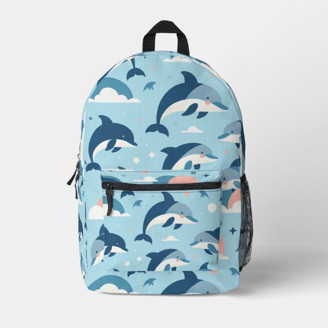 Spielerisches Delphinmuster Bedruckter Rucksack (Vorderseite)