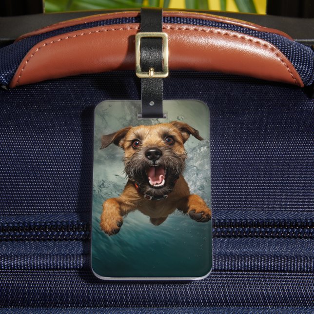 Spielerisches Design für Hunde unter Wasser Gepäckanhänger (Vorderseite Insitu 2)