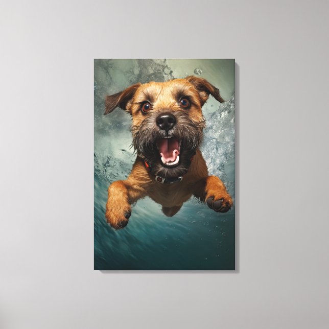 Spielerisches Design für Hunde unter Wasser Leinwanddruck (Vorderseite)