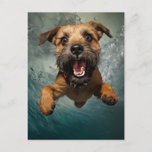 Spielerisches Design für Hunde unter Wasser Postkarte
