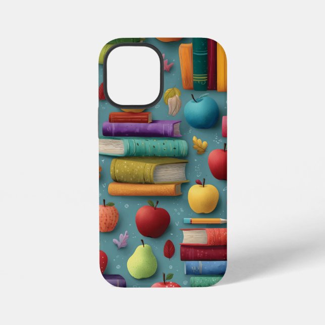 Spielerisches Design mit Büchern und Apple iPhone 12 Mini Hülle (Rückseite)