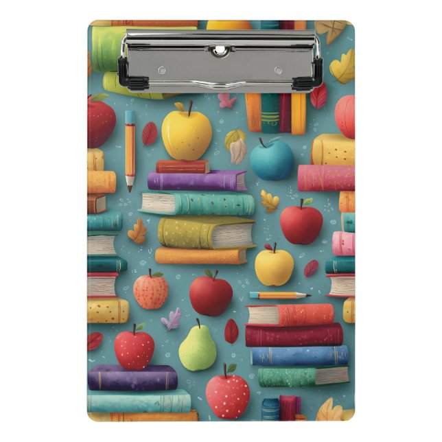 Spielerisches Design mit Büchern und Apple Mini Klemmbrett (Vorderseite)