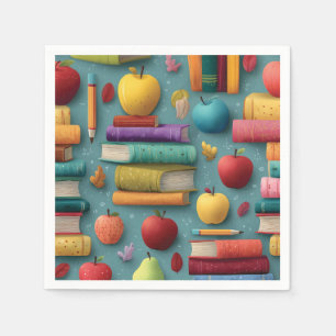 Spielerisches Design mit Büchern und Apple Serviette