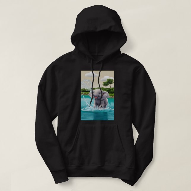 Spielerisches Elephant Spray Water Design Hoodie (Design vorne)