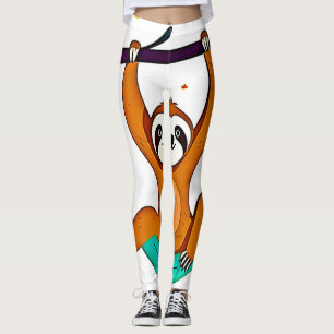 Spielerisches Faultier, das von einem Baum hängt Leggings
