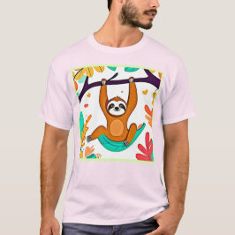 Spielerisches Faultier, das von einem Baum hängt T-Shirt