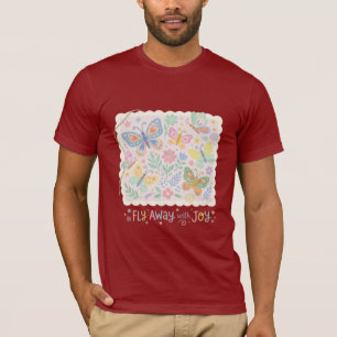 Spielerisches Flattern: Pastell-Blockdruck-Schmett T-Shirt