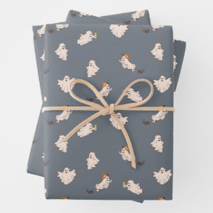 Spielerisches Ghosts Halloween-Muster Geschenkpapier Set