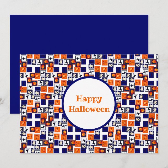 spielerisches Halloween-Muster Feiertagskarte (Vorne/Hinten)