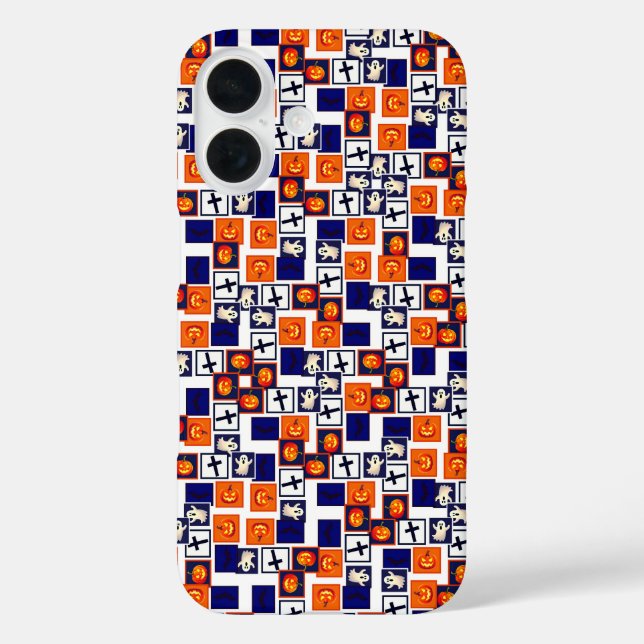 spielerisches Halloween-Muster iPhone 16 Hülle (Rückseite)