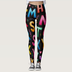 Spielerisches handgeschriebenes Alphabet-Muster Leggings
