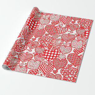 Spielerisches handgezeichnetes Valentinstag-Herzen Geschenkpapier