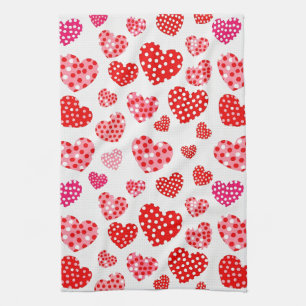 Spielerisches handgezeichnetes Valentinstag-Herzen Geschirrtuch