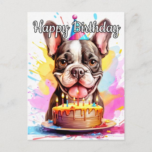 Spielerisches Kleines Welpenglücks zum Geburtstag Postkarte (Vorderseite)