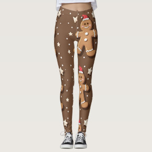 Spielerisches Lebkuchenmuster auf Brown Leggings