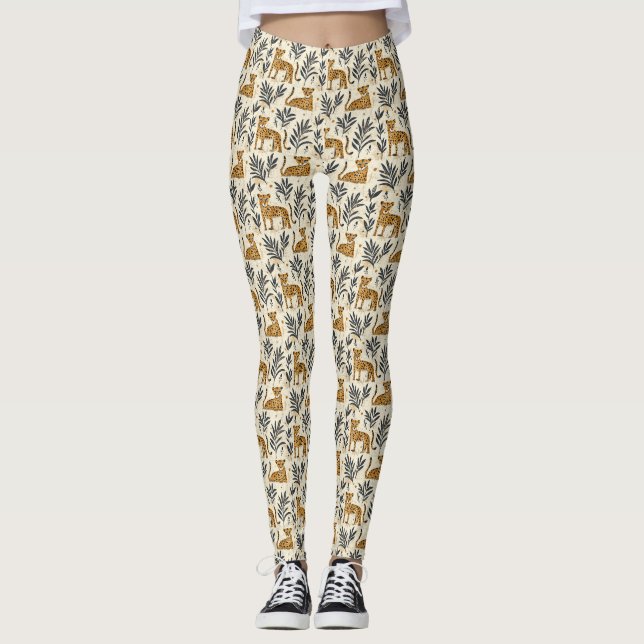Spielerisches Leopard-Dschungelmuster Leggings (Vorderseite)