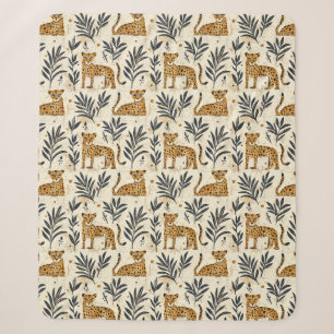 Spielerisches Leopard-Dschungelmuster Sherpadecke