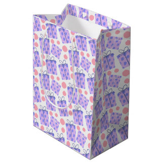 Spielerisches Lila und Rosa Handgezeichneter Polka Mittlere Geschenktüte