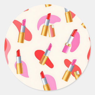 Spielerisches Lippenstift-Schönheits-Glamour-Muste Runder Aufkleber
