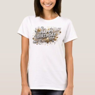 Spielerisches Orange HAPPY BIRTHDAY 4TH Statement T-Shirt