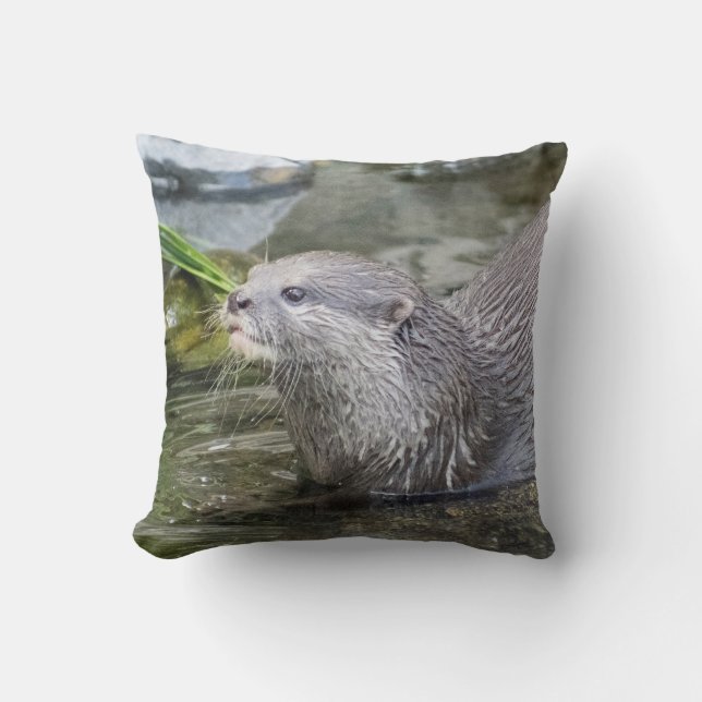 Spielerisches Otter-Designer-Kissen Kissen (Vorderseite)