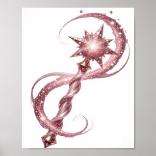 Spielerisches Pink STAR WAND Textdesign Poster