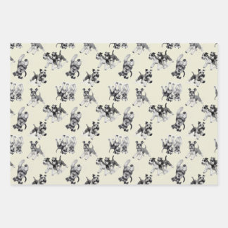 Spielerisches Schnauzer Dog Pattern Geschenkpapier Set
