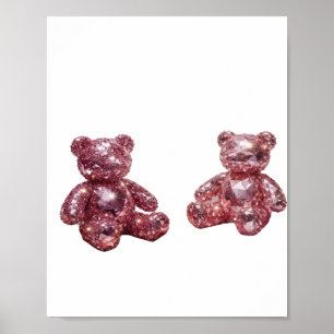 Spielerisches Silber DIAMANT-TEDDYBÄREN-Zitat-Desi Poster