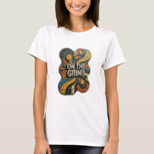 Spielerisches Silber ON THE GRIND Druck T-Shirt
