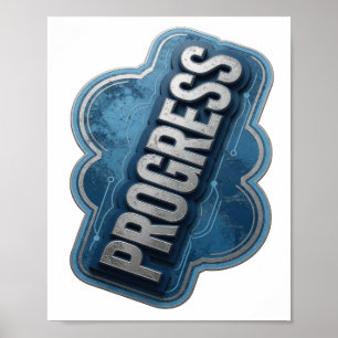 Spielerisches Silber PROGRESS Statement Design Poster