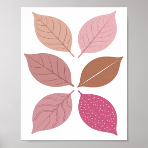 Spielerisches Silbernes HERBSTBLÄTTER Textdesign Poster