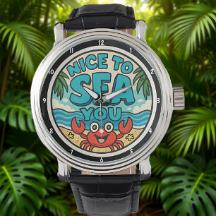 Spielerisches Strand-Thema Lebendige Farben Meer-M Armbanduhr