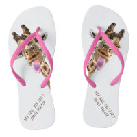 Spielerisches Tongue Out Giraffe Flip Flops Fun Lä