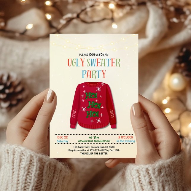 Spielerisches Ugly Sweater Christmas Party - Spaß  Einladung (Von Creator hochgeladen)