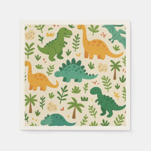 Spielerisches urzeitliches Dinosaurier-Muster Kind Serviette