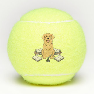 Spielerisches Welpen-Bücherwurm-Outdoor-Sport-Gelb Tennisbälle
